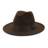 Chapeaux Fedora personnalisés en stock 18 couleurs unisexe 100% chapeau Fedora à large bord en feutre de laine vente en gros