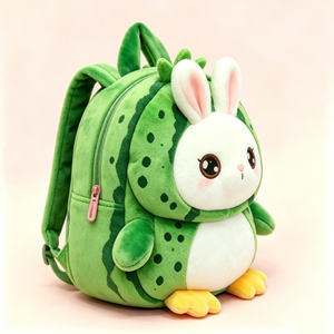 Custom Watermelon bunny plush <b>backpack</b>, Bunny plush <b>backpack</b> for toddlers, Fruit animal kids plush <b>backpack</b> - Product Image 2