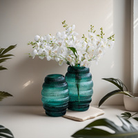 Vase cylindrique en verre à bulles côtelées de style nordique, forme de gourde, pour fleurs hydroponiques et maintien de l'eau, pour table, salon, mariage, hôtel, entreprise