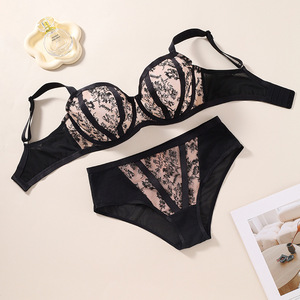 Customized <strong>Plus</strong> <strong>Size</strong> Lingerie Solid Pattern Wire-Free Mesh Lace Push-up Bra for Women Everyday Style Nylon Knitted Bra in Stock - Product Image 6