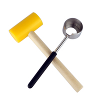 Hete Aanbieding 304 Food Grade RVS 2-delige Gereedschapset Gele PE Hamer Kokosnootopener Gemakkelijk te Reinigen