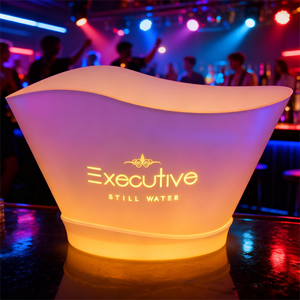 دلو ثلج أكريليك مضيء بتقنية LED سعة 12 لتر مقاوم للماء لحفلات الزفاف على الطراز الأمريكي، دائري الشكل، محمول ومتين وسهل التنظيف - Product Image 1