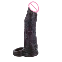 ORALSX Manchon vibrant noir pour l'agrandissement du pénis, Fournisseur en gros de jouets sexuels pour adultes, Extenseur de pénis à 10 vitesses de vibration pour hommes