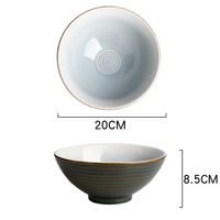 Bol à ramen/nouilles en céramique japonaise, design rétro de luxe léger, passe au micro-ondes, grande taille, glaçure de four, pour restaurant