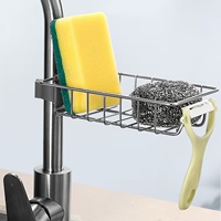Espace cuisine en aluminium évier égouttoir éponge stockage robinet support sur robinet savon égouttoir étagère panier organiser