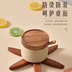 Beech Wood Christmas <b>Tree</b> Placemat Heat Insulating <b>Pot</b> Mat Coaster Household Bowl Mat Irregular Shape Solid Color - Product Image 2