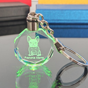 whhoelsale cheap K9 3d Laser Engraving Led Luminous Light <b>Custom</b> Logo Crystal <b>Keychain</b> for Promotion Gift - Product Image 3