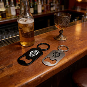 Llavero Abridor de Botellas de Metal y Cuero, Regalo de Recuerdo para el Día del Padre, Abridor de Botellas de Acero Inoxidable Grabado con Láser - Product Image 1