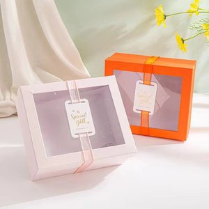 Boîte pliante en papier kraft avec fenêtre transparente personnalisée, emballage cadeau, boîte à tiroir pour jouets en peluche et artisanat - Product Image 1
