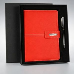 Customizable Blue Leather Notebook Corporate Gift Set A5 <b>Diary</b> Wholesale Promotional Luxury Business Pen USB Drive Note Book Set - Product Image 3