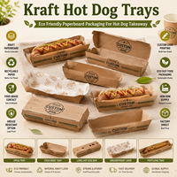 Boîte à hot-dogs personnalisée pliable en carton kraft recyclable pour l'emballage de snacks de stade, commandes en gros pour boulangeries et comptoirs de cafés