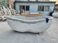 Baignoire autoportante en pierre naturelle de forme bateau, design moderne, ovale, couleur blanche, baignoire en marbre sculptée à la main, nouvelle conception
