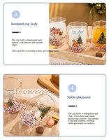 Gobelet en verre borosilicate à double paroi sans BPA de 10 oz avec impression d'arbre de Noël et couvercle – Verres isolants tendance pour café, thé, vin – Idéal comme cadeau