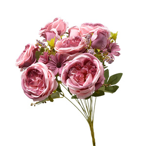 Bouquet de roses en soie Dongchen Crafts, fleurs de 10 cm, décoration de mariage, décoration de la maison, arrangement de mariage, centre de table - Product Image 5