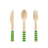 Ensemble de couverts jetables biodégradables en bambou (couteau, fourchette, cuillère) avec boîte de voyage pour avion