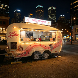 Mobile Food Cart With Wheels Ice Cream Cart Bubble Tea Hamburger Restaurant <b>Kitchen</b> Bbq Fully Equipped Vintage Food Truck - Product Image 1