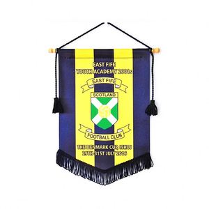 Custom Silk Screen Printed Elastic Fabric Waterproof Sports Pennants Hanging Double Sided Stain Pennant Soccer Club Flag - Product Image 2
