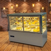 Vitrine Réfrigérée Commerciale Droite à Front Plat de Bonne Qualité pour Gâteaux, Refroidissement par Air, pour Pâtisserie et Comptoir de Café
