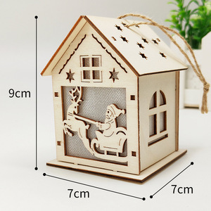 Ornement de Noël en bois découpé au laser, décoration suspendue avec lumières colorées pour sapin de Noël - Product Image 2