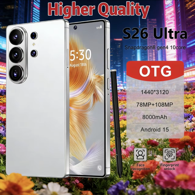7.7 Inch S26 Ultra 22GB+2TB Android 15 Cell Phone Smartphone Dual Sim WIFI Gaming S26 Ultra Unlocked Smart Mobile Phonesss Users