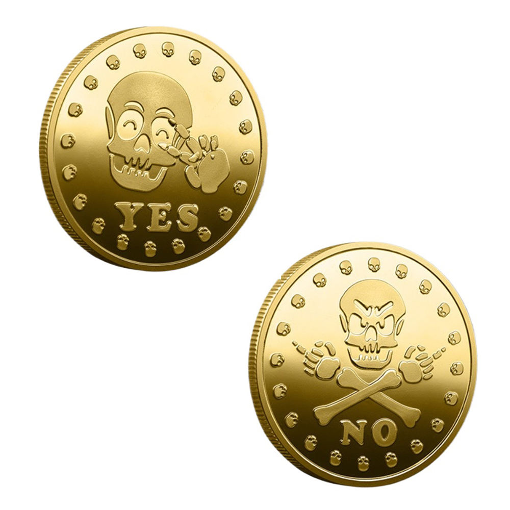 예 아니오 도전 코인 골드 실버 도금 행복하고 심각한 해골 의사 결정기 기념품 및 선물 가정 장식| Alibaba.com