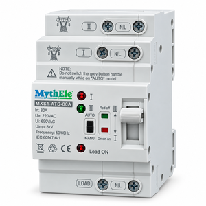 MythEle MXS1-ATS-80A 2P 80A 220V AC Dual Power Automatic Transfer <strong>Switch</strong> ATS 35mm DIN Rail for Generator Solar PV Backup Power - Product Image 1