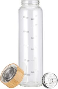 Muestra Gratis Botella de Agua de Vidrio de Borosilicato Transparente de Alta Calidad de 350 ml, 500 ml, 700 ml con Tapa de Acero Inoxidable - Product Image 4