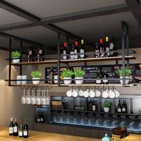 Étagère de rangement suspendue en fer forgé pour bar, comptoir de restaurant, armoire suspendue au plafond, casier à vin, mobilier de maison