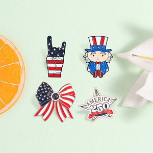 250e verjaardag VS emaille pinset patriotische ster Oom Sam en vlag broche voor decoratie op Onafhankelijkheidsdag - Product Image 1