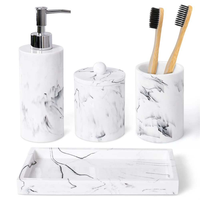 Ensemble de salle de bain moderne en polyrésine marbrée blanche, écologique, plus de huit pièces