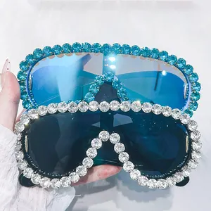 Cross Border di vendita calda grande montatura europea americana diamanti personalizzati di lusso Hip-hop occhiali da donna uomo occhiali da sole