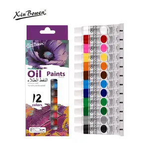 Xin Bowen cat minyak 12 warna anak-anak, cat jari bentuk tetesan gaya baru untuk melukis Diy 12ml