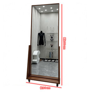Miroir sur pied pleine longueur ultra-blanc effet bois, miroir de dressing pleine silhouette pour la maison, les magasins de vêtements et le streaming en direct - Product Image 2