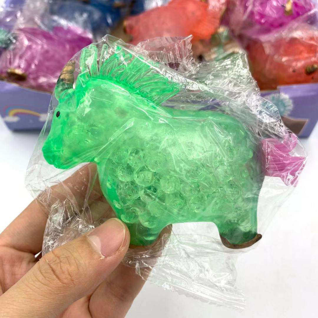 PT Custom Squishy Stress Reliever Balls With Water Beads Squishy TPR Unicorn Gel Bead Ball Fidget Toys Squeeze Unicorn Toys