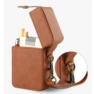 Custom Leather Case Cigar Holder Harder Cigarette Holster with Lighter