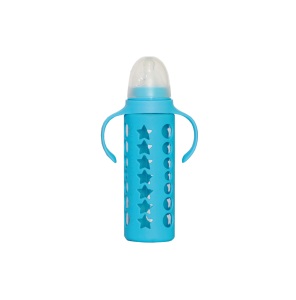 Biberón de vidrio de borosilicato orgánico personalizado seguro de 0 a 12 meses, anticólico, 60/120/240ML, con exterior de silicona - Product Image 5