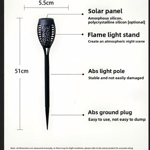 Lampada Solare Retrò a 12 LED <span class=keywords><strong>con</strong></span> Effetto Fiamma, Luce Decorativa <span class=keywords><strong>da</strong></span> Giardino <span class=keywords><strong>con</strong></span> <span class=keywords><strong>Sensore</strong></span> <span class=keywords><strong>di</strong></span> <span class=keywords><strong>Movimento</strong></span> - Product Image 4