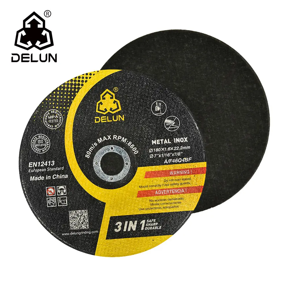 DELUN Hot Selling Best Quality Double Net 180 Mm Metal Grinding Resin Iron Cut Off Wheel Disc 7 Inch For Stainless Steel