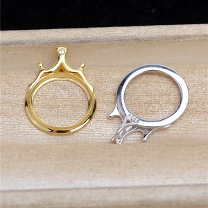 WENCHI S925 Plata Corona Redonda Hueca Colgante DIY Accesorio de Joyería de 15.3mm con Bandeja para Perlas de Mármol para Fabricación de Anillos - Product Image 2