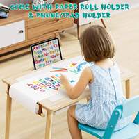 Tables d'activités pour enfants idéales pour l'intérieur et l'extérieur avec couvercle porte-rouleau de papier 2 compartiments de rangement Table sensorielle en bois