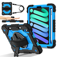 Étui antichoc 360 Armor pour iPad Mini 6 7 8.3 2021 2024 avec support rotatif pour stylet, sangle de main, sangle d'épaule, adapté aux enfants