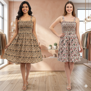 Señoras estilo bohemio Hippie vestido de algodón de longitud media verano Hippie impreso camiseta sin mangas para mujeres y niñas - Product Image 4