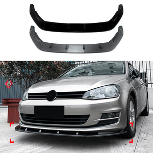 Amp-Z Front Bumper Lip <b>Splitter</b> For Volkswagen Golf Mk7 Standard 2013-2016 Piano Black Carbon Fiber Texture Matte Finish - Product Image 1