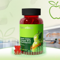 Gummies au vinaigre de cidre de pomme OEM pour adultes, supplément de vitamine B12 pour femmes, végétalien, 60 unités, favorise la digestion et l'immunité