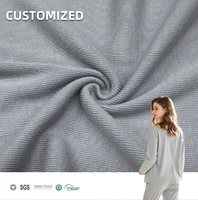 Tissu côtelé 2x2 en bambou 64%, coton biologique 28%, élasthanne 8% pour chapeaux de bébé, vêtements pour femmes, vêtements de mode
