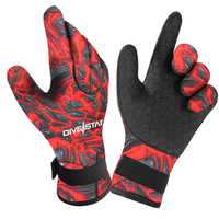 DIVESTAR sarung tangan menyelam, Logo kustom 3mm 5mm Neoprene kamuflase anti-selip tahan aus Berenang & perlengkapan menyelam & Aksesori
