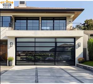 Porte <span class=keywords><strong>de</strong></span> <span class=keywords><strong>garage</strong></span> sectionnelle électrique professionnelle à glissière, à économie d'énergie, avec cadre en alliage d'aluminium et miroir en verre trempé transparent - Product Image 2