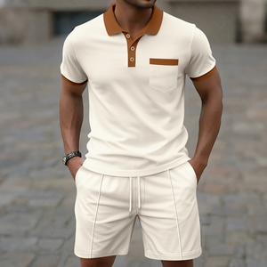 <span class=keywords><strong>T</strong></span>-<span class=keywords><strong>shirt</strong></span> décontracté ample à manches courtes pour <span class=keywords><strong>homme</strong></span> en coton/élasthanne tricoté uni respirant avec boutons et col rond, 180g, logo au dos - Product Image 4