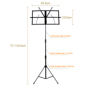 Support de partitions portable professionnel noir réglable en hauteur et en angle K-8222B - Product Image 2