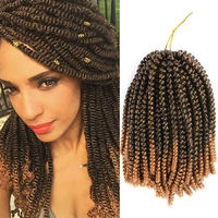 Extensions de cheveux synthétiques Spring Twist Ombre pour tressage au crochet, bouclées, 8 et 12 pouces